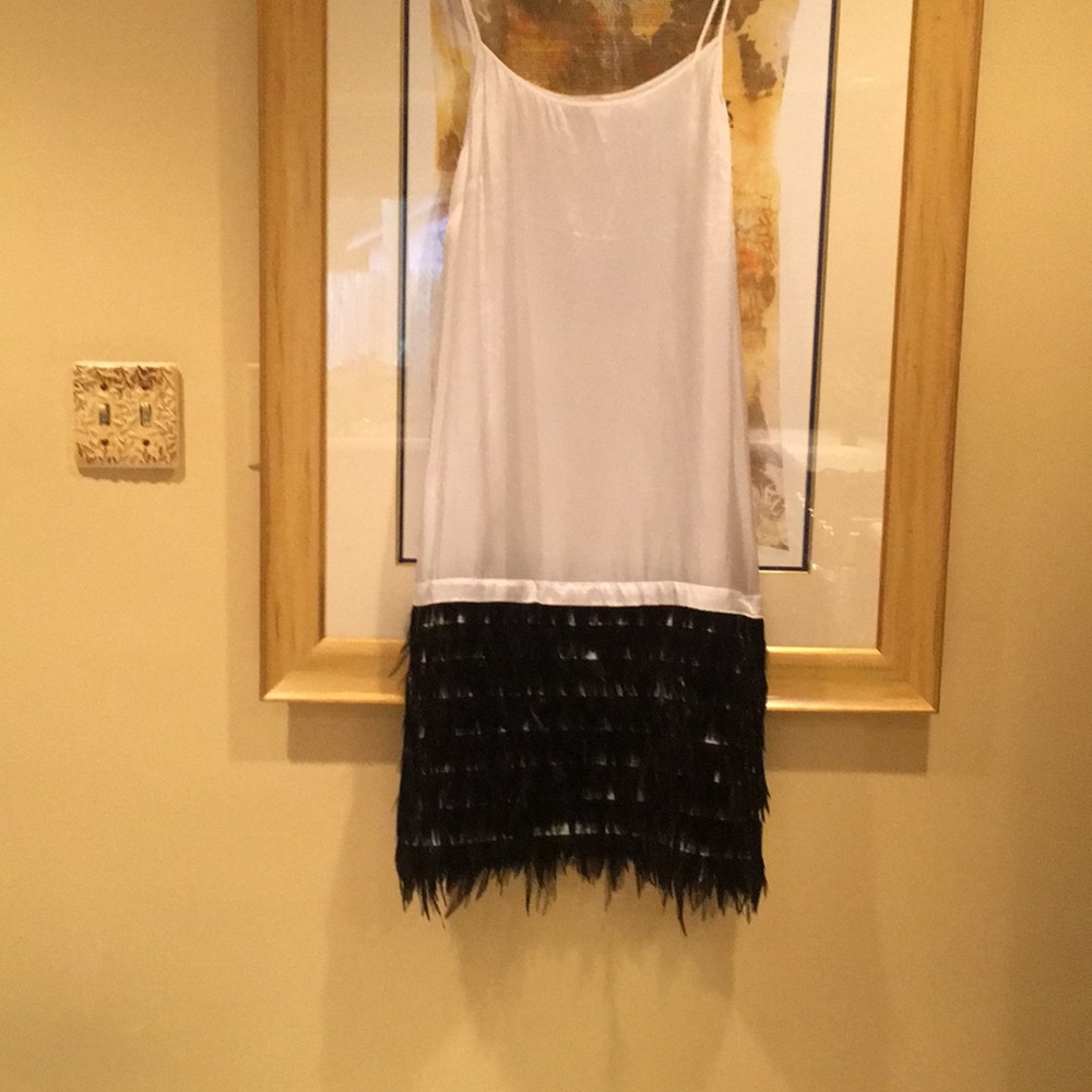 Feathered  skirt slip dress